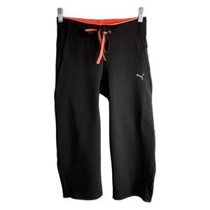 Puma Women's Cropped Athletic Pants Size XS Black & Pink Capri USP Dry Sport